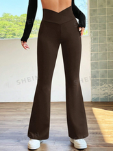Overlap Waist Flare Leg Pants